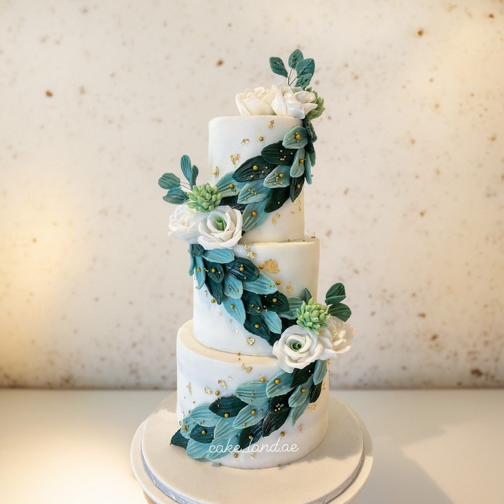 wedding cake green theme