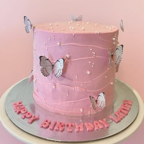butterfly pink cake