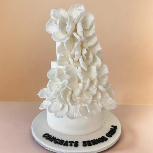 3 Layer White Flower Cake
