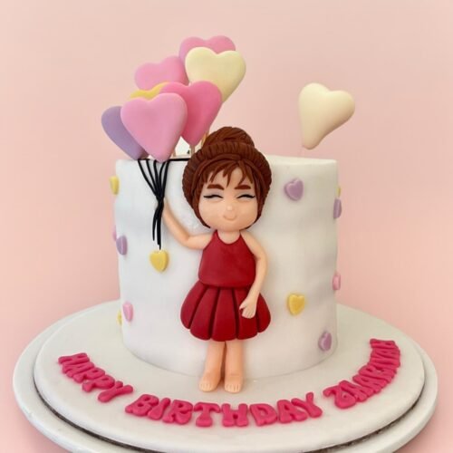 Heart Balloon Girl Cake