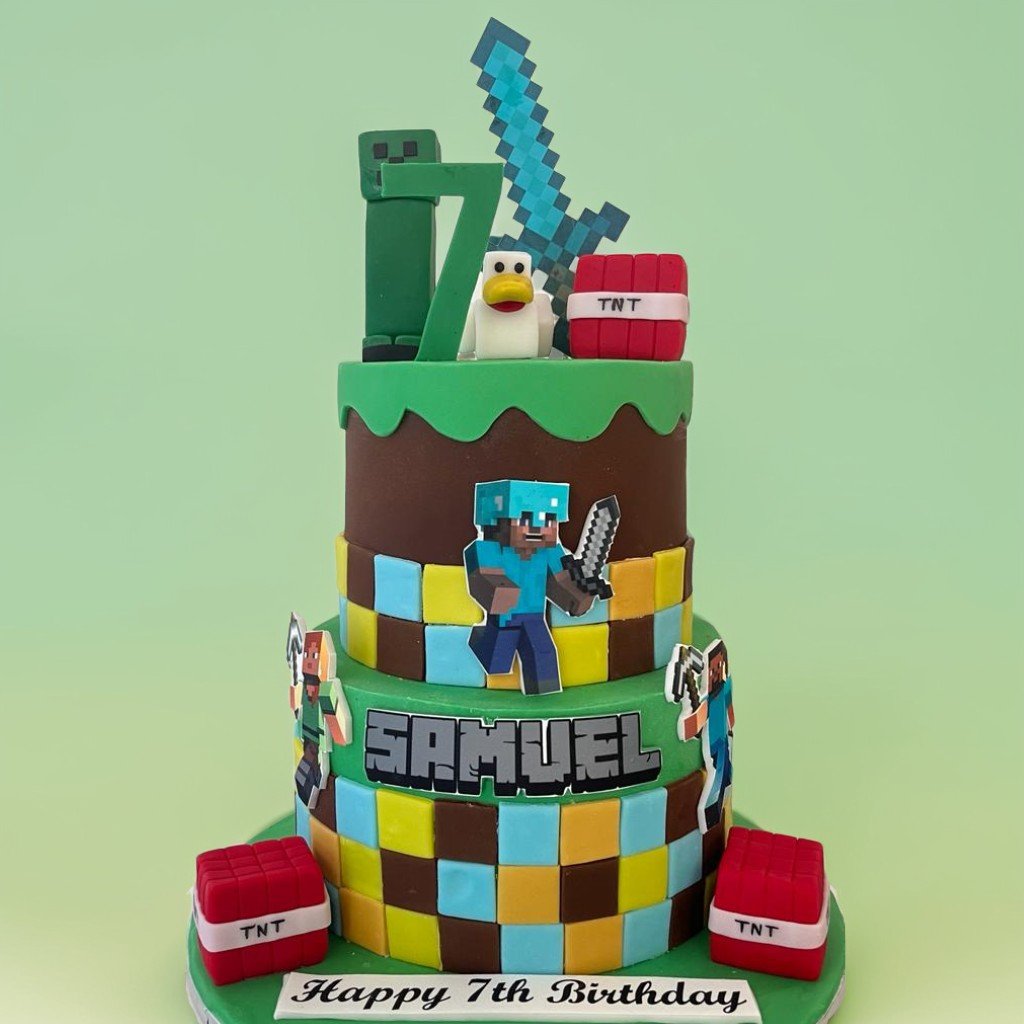 minecraft theme cake