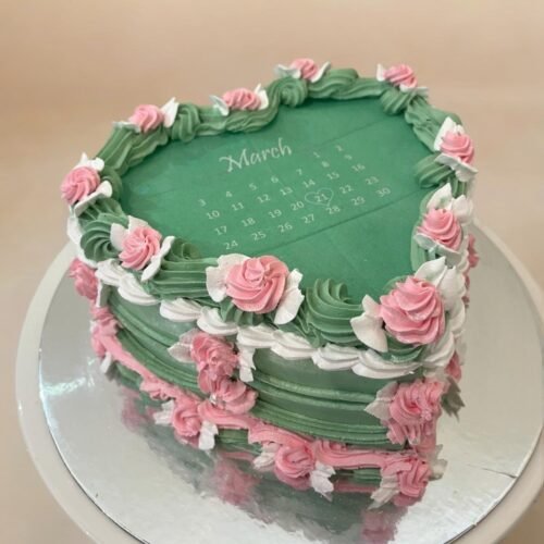 Burn-away Cake Green Floral