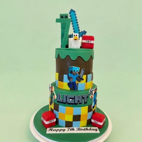 Minecraft Theme 2 Layer Cake