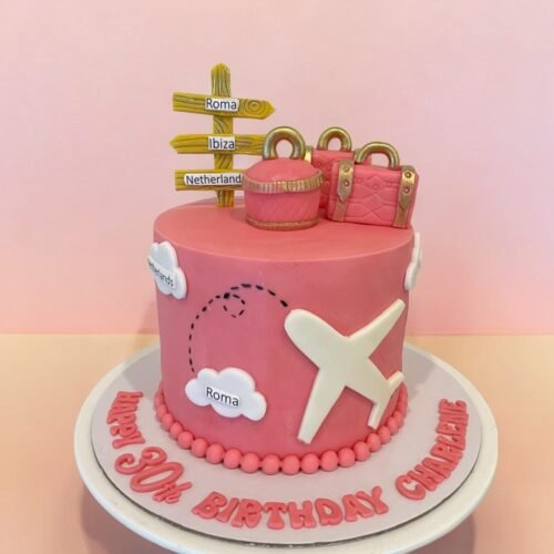 Pink Travel Theme Cake