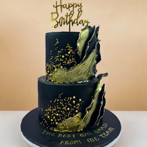 2 Tier Cake Black Gold