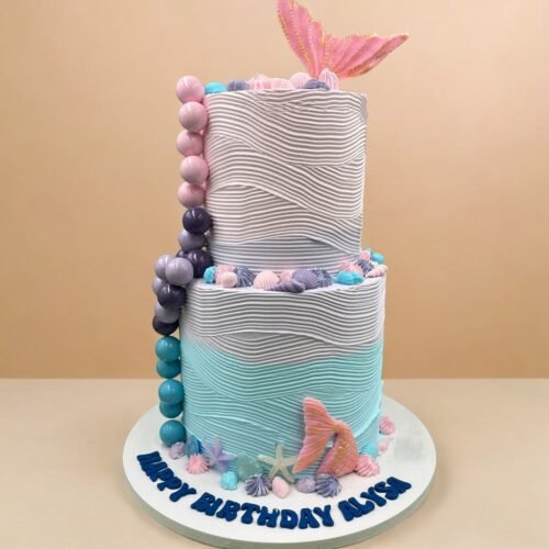 2 Tier Mermaid Theme Cake