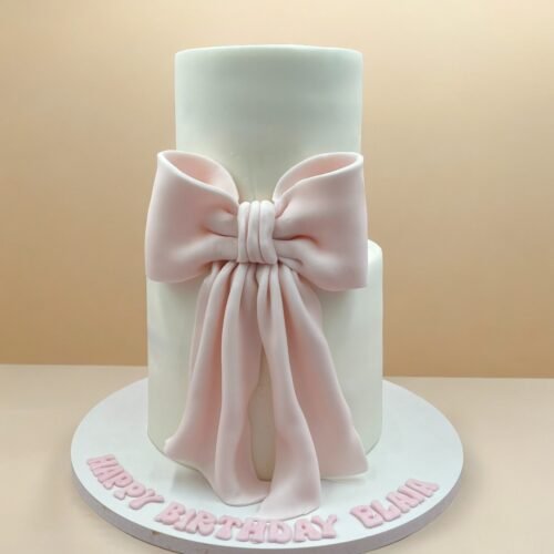 2 Tier Ribbon Pink Cake