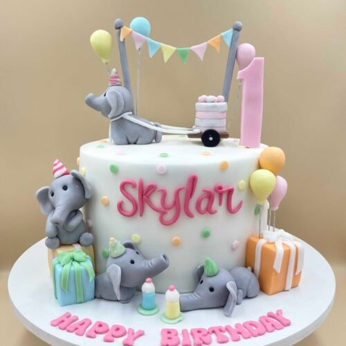 Cute Elephant Theme Cake