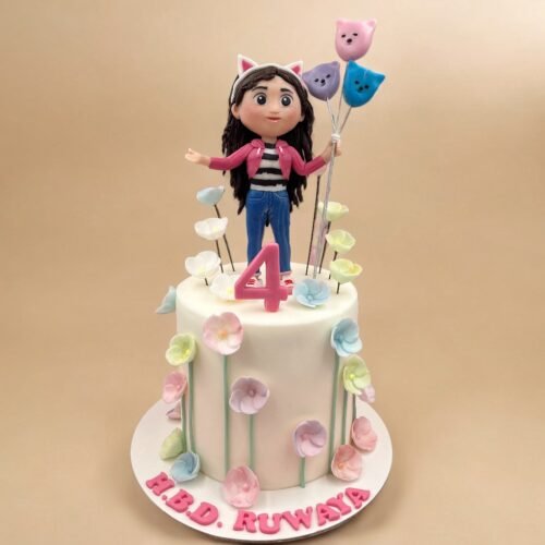 Cute Girl Flowers Cake