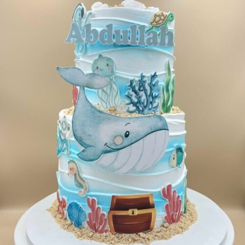Cute Whale 2 Tier Cake