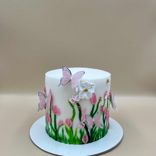 Flowers And Butterfly Cake