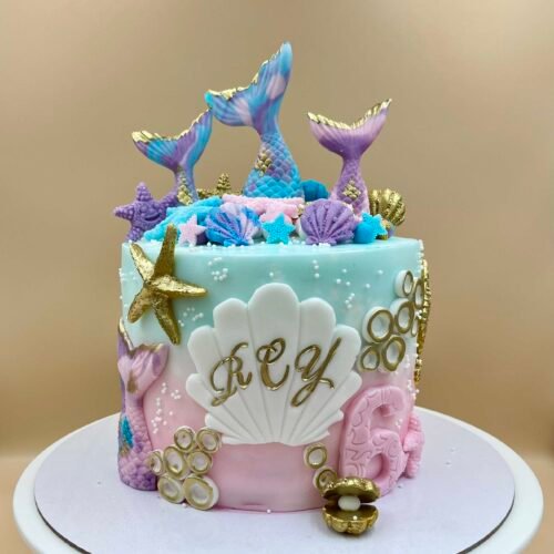 Gold Mermaid Theme Cake