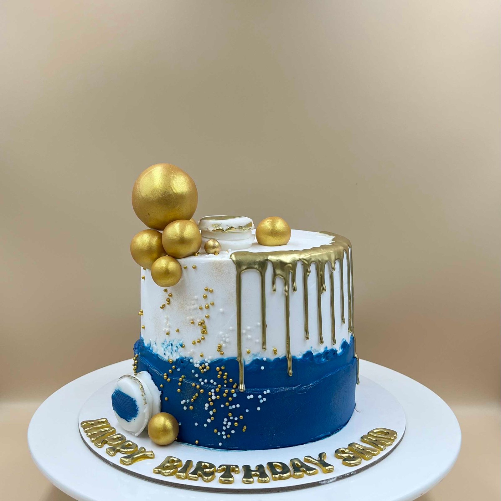 Gold Pearl Drip Theme Cake
