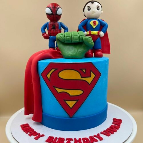 Hulk Spiderman Superman Cake