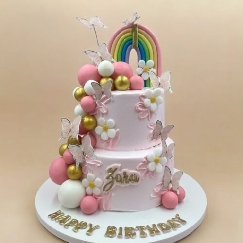 Rainbow Butterfly Pearl Cake