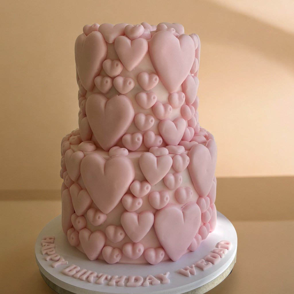 2 Layer Full of Hearts Cake