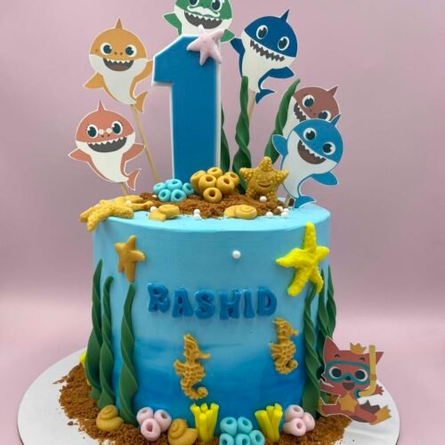 Baby Shark 3 Theme Cake