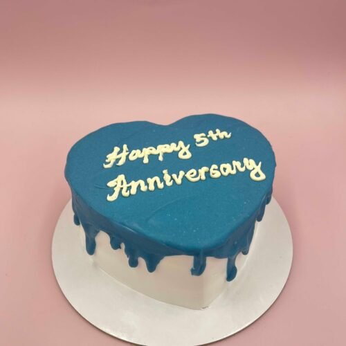 Blue Drip Heart Cake
