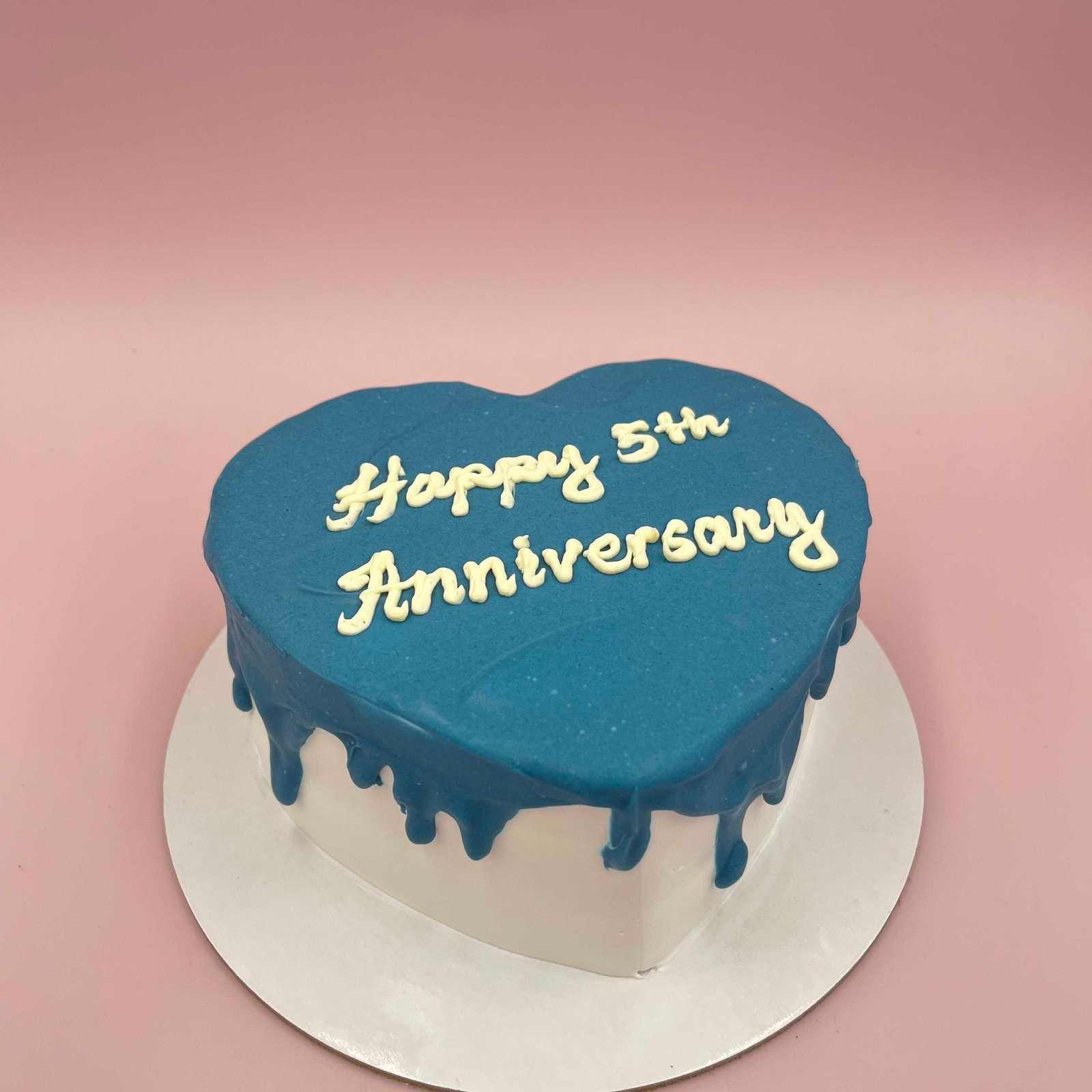 Blue Drip Heart Cake