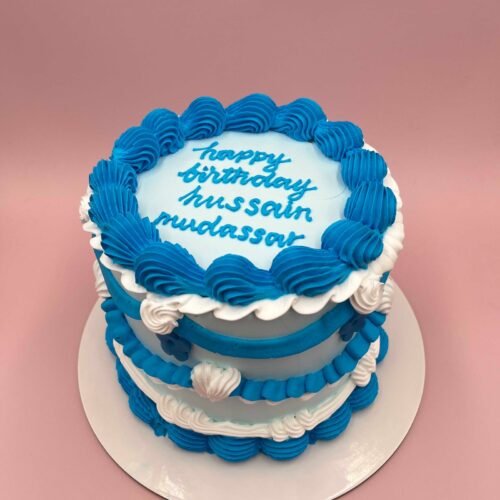 Blue Round Cream Cake
