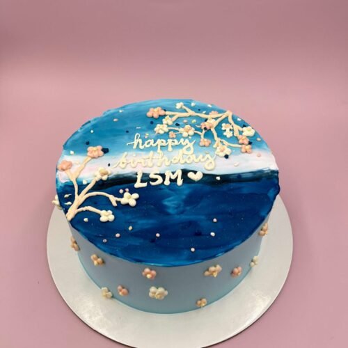 Cute Art Blue Cream Cake