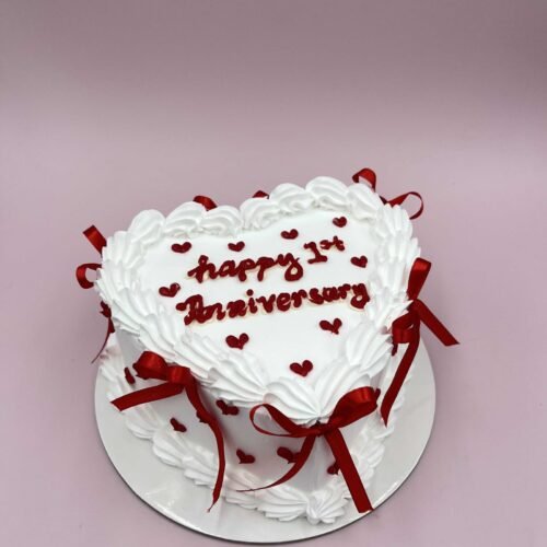 Heart Red Ribbon Cake