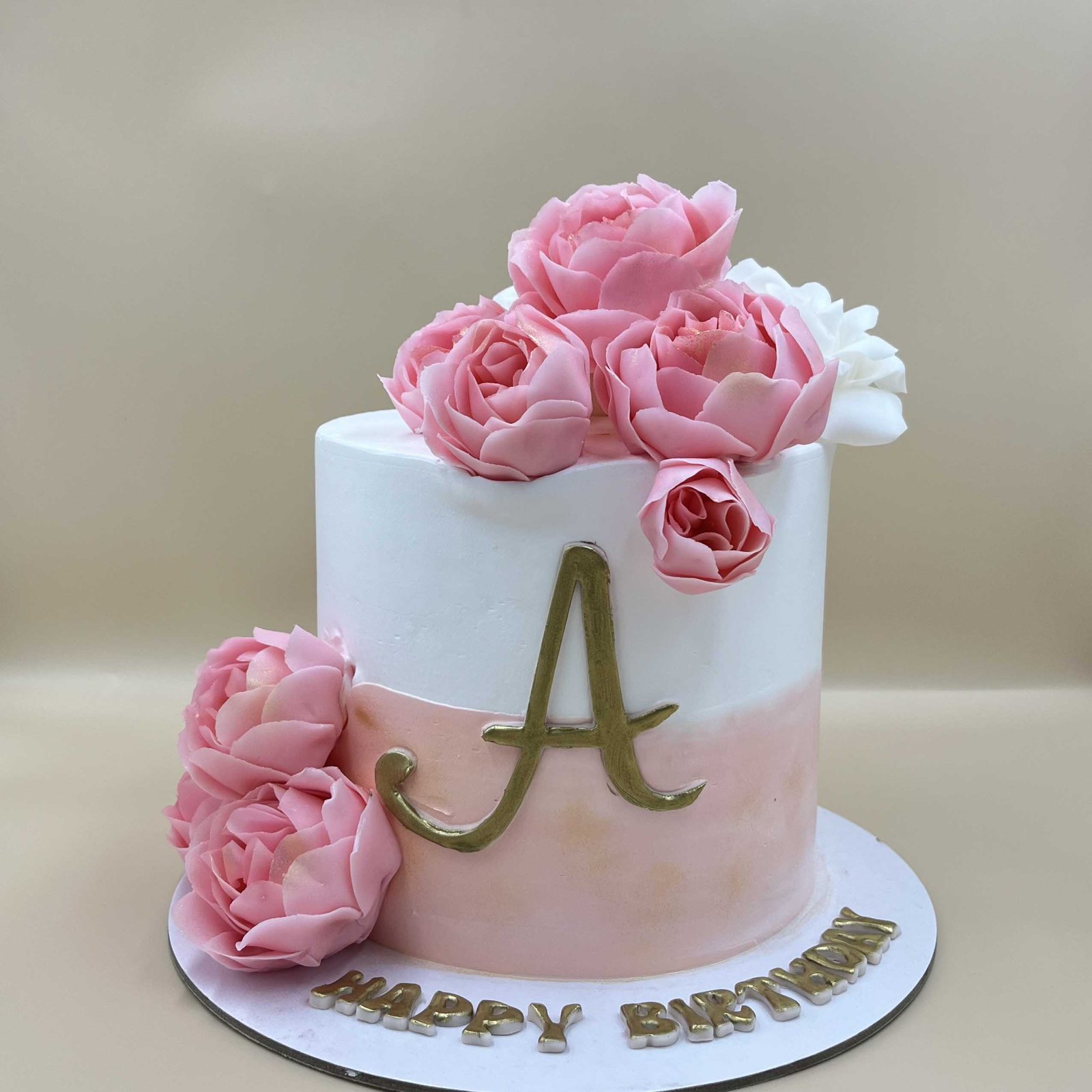 Pink Flower Initial Cake