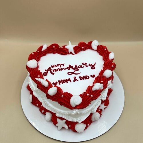 Heart Happy Anniversary Cake