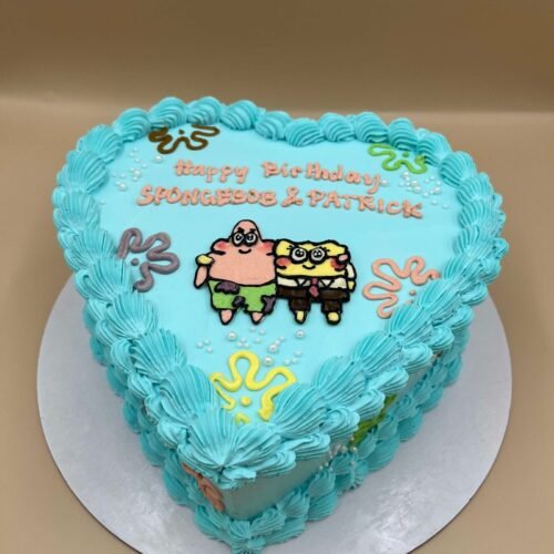Heart Spongebob and Patrick Cake