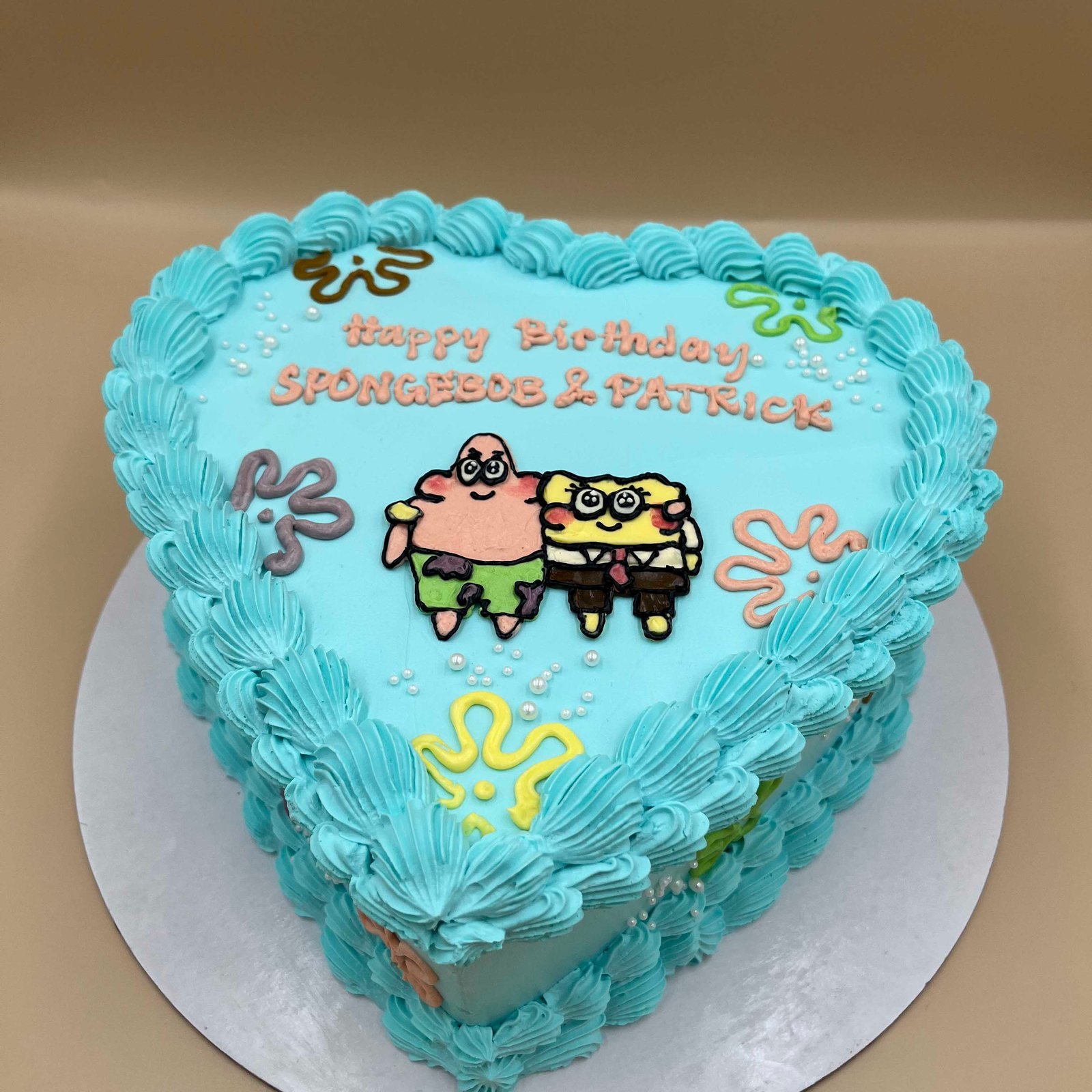 Heart Spongebob and Patrick Cake
