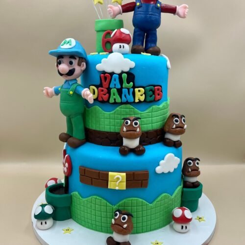 Mario Brothers 2 Layer Cake
